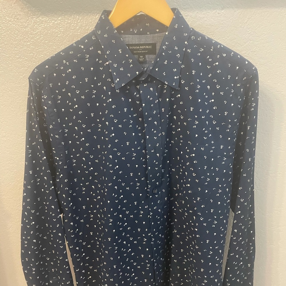 Floral Blue Banana Republic Dress Shirt